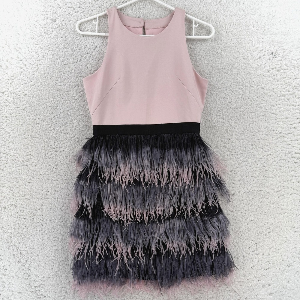 Milly Minis Dress Girls 14 Pink Blaire Ostrich Feather Mini Party Formal USA